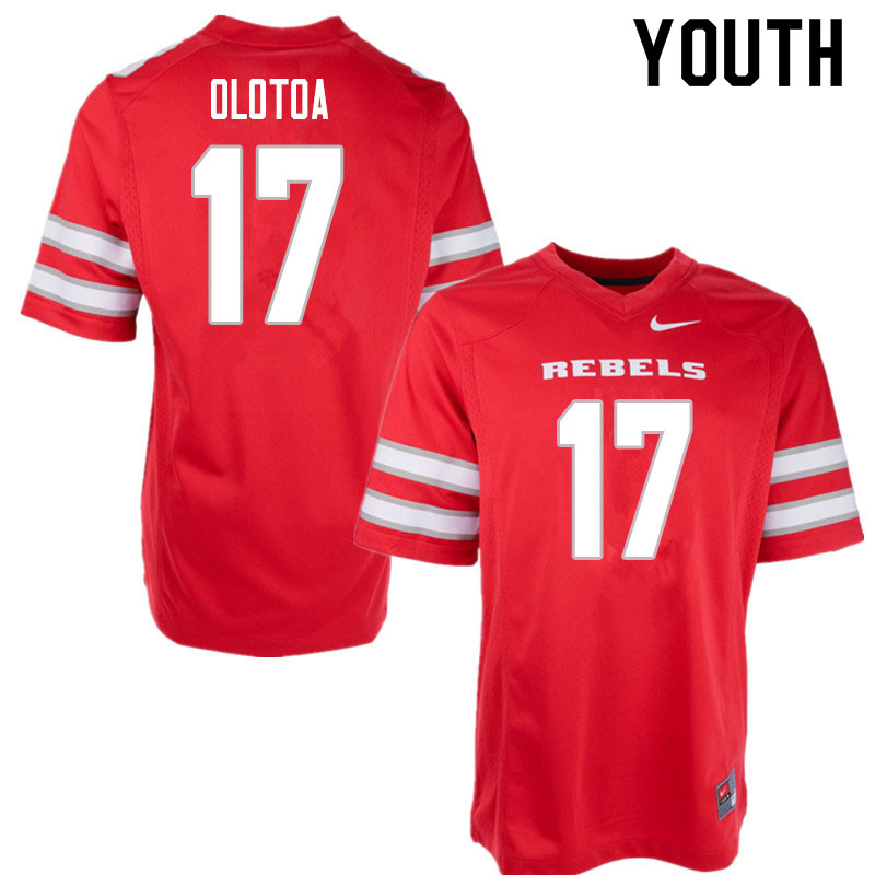 Youth #17 Kue Olotoa UNLV Rebels College Football Jerseys Sale-Red